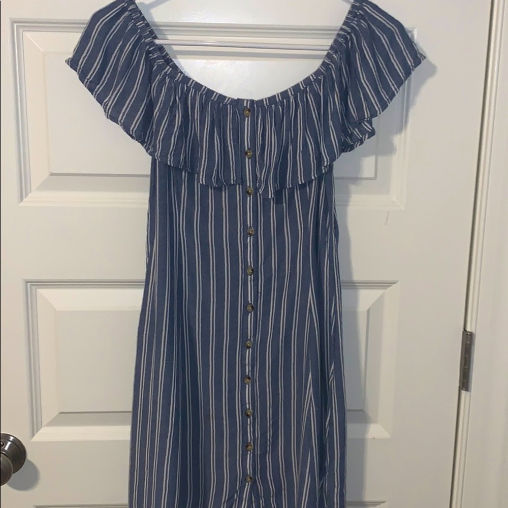 Off the shoulder striped mini dress